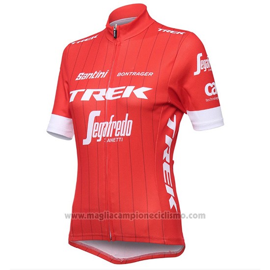 2018 Abbigliamento Ciclismo Donne Trek Segafredo Rosso Manica Corta e Salopette